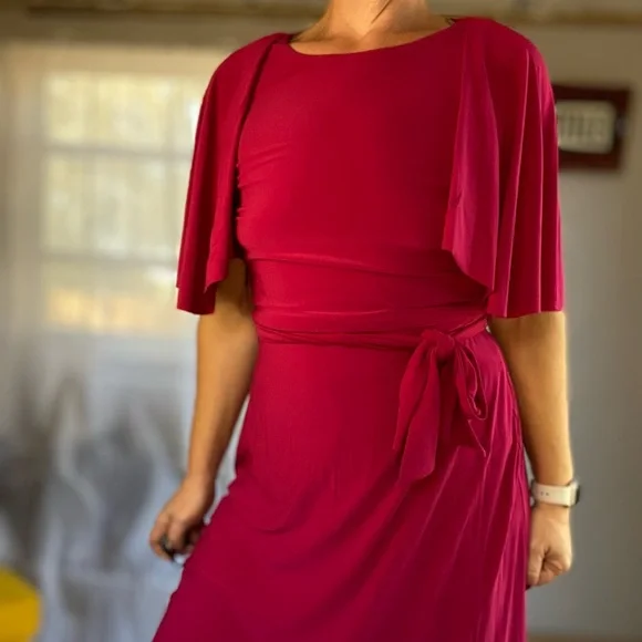 Ralph Lauren Bold Shoulder Jewel Tone Belted Statement Dress Size 6 like new - Picture 4 of 12